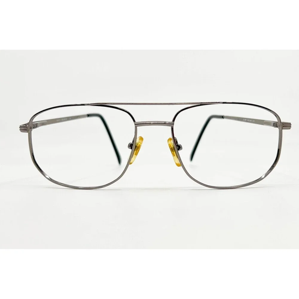 Silver Dollar Scott Eyeglasses Mens Gray Double Bridge Aviator Frames 55-17-145
